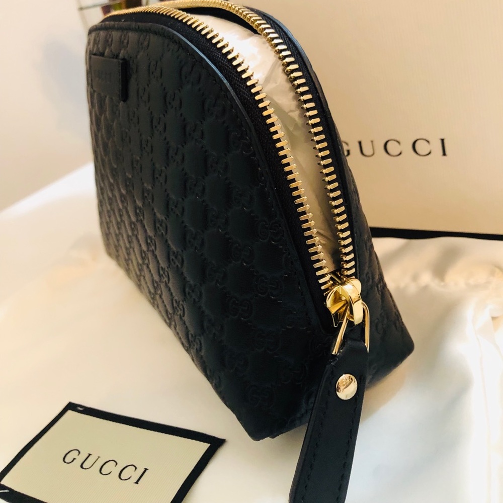 Gucci Leather Guccissima Cosmetic Case